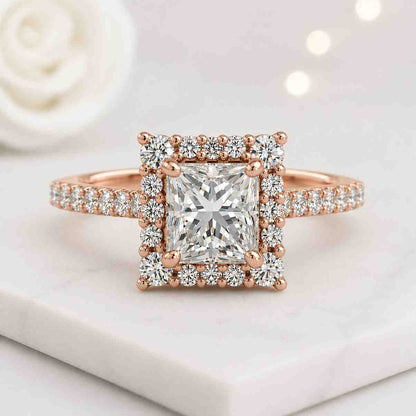 solitaire halo ring wedding ring promise ring bridal jewelry engagement jewelry gold jewelry ring design ring setting ring style ring lover gift for wife gift for girlfriend bridal accessory fashion ring everyday ring handmade ring