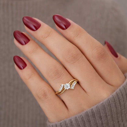 solitaire ring accent stone ring curved band ring wraparound ring open band ring yellow ring crystal band wedding ring engagement ring anniversary ring romantic ring fine ring