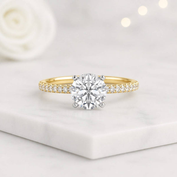solitaire ring engagement ring gold ring pave band ring round stone ring promise ring bridal ring fine jewelry women ring classic ring elegant ring luxury ring delicate ring