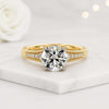 1.28 CT Round Cut Lab Grown Diamond Engagement Ring with Pave Band
