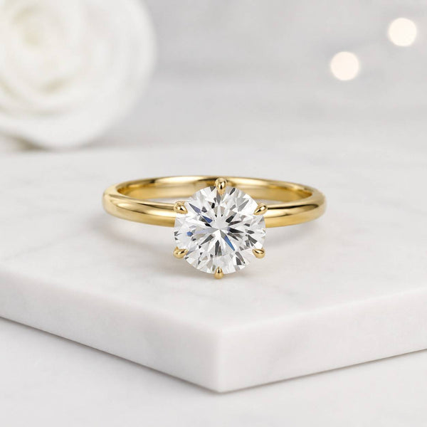 solitaire ring round ring engagement ring promise ring single stone ring six prong ring classic ring