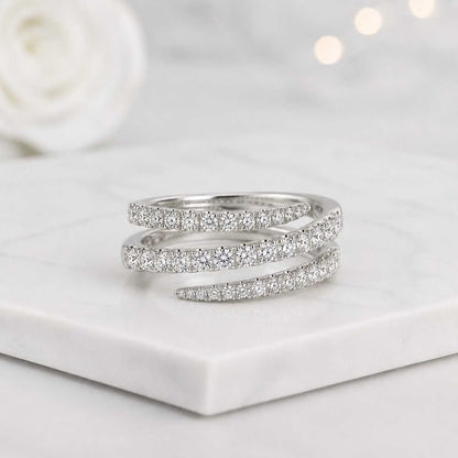spiral band wrap band open band crossover band pave band crystal band gold jewelry women jewelry ring for her elegant jewelry modern jewelry dainty jewelry everyday jewelry