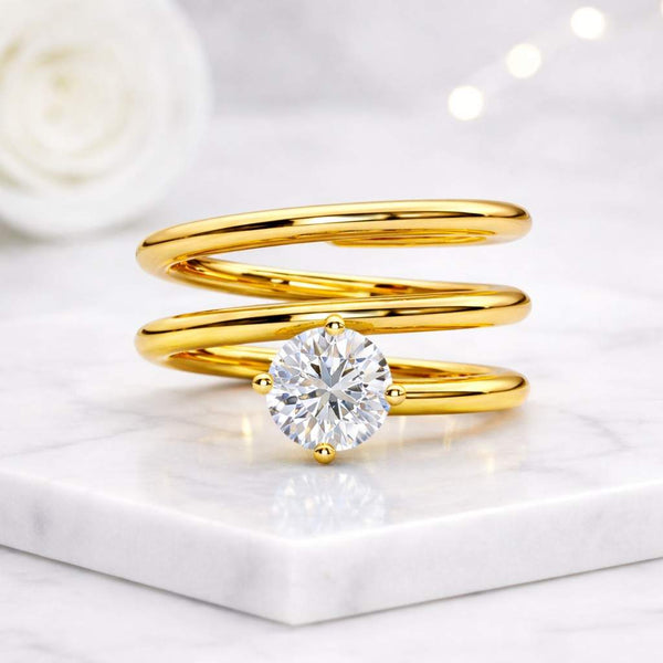 spiral ring wrap ring gold ring open ring statement ring solitaire ring crystal ring women ring adjustable ring modern ring dainty ring swirl ring coil ring bypass ring fashion ring