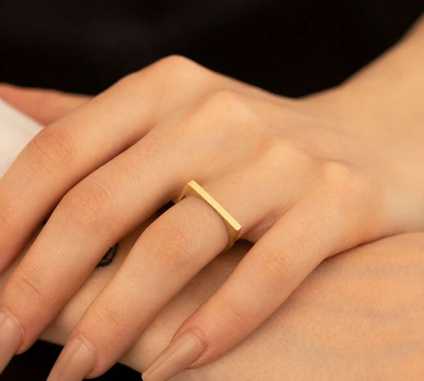 square ring geometric ring flat ring bar ring minimalist ring modern ring stackable ring band ring gold ring simple ring clean ring sleek ring