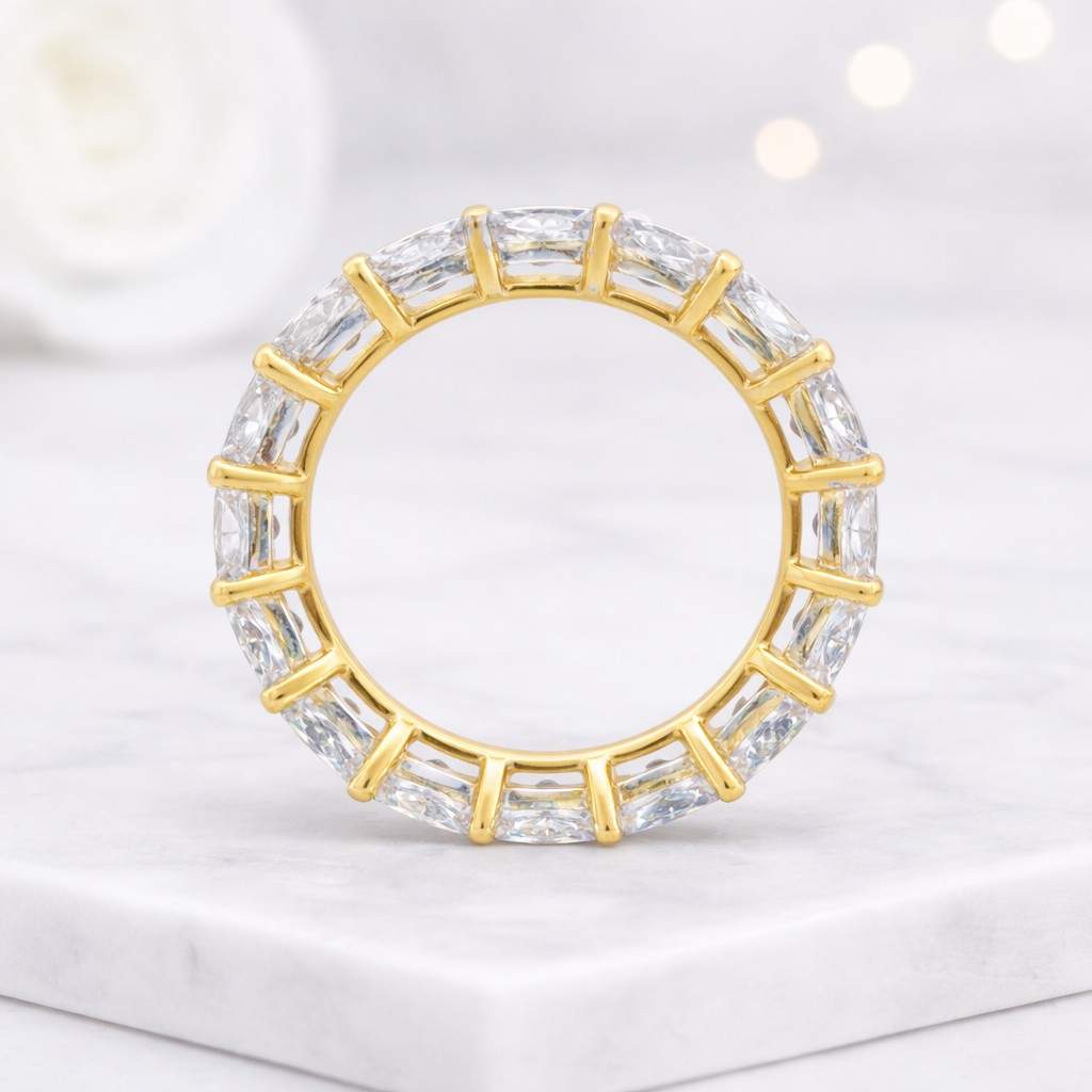 stacking band classic jewelry polished gold clear gems sparkle band women jewelry handmade jewelry artisan jewelry ring stack matching ring bridal set statement band elegant style clean design timeless jewelry