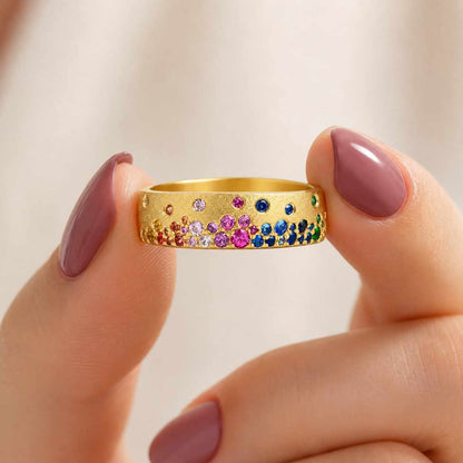 stacking ring matte finish comfort fit artisan ring handmade ring bezel set ring flush set ring colorful jewelry everyday ring
