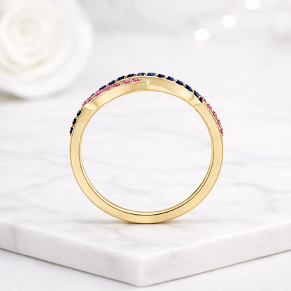 stacking ring statement jewelry fine jewelry handmade ring unique jewelry curved band double band open band polished ring bright stones colorful jewelry elegant band trendy ring