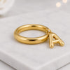 14K Gold Initial Letter A Charm Ring