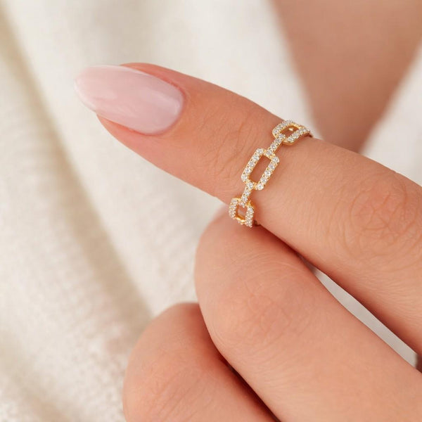 statement ring link band ring chain band gold band ring crystal band ring pave band stacking ring layered ring petite ring fashion jewelry daily ring classy ring clean design ring