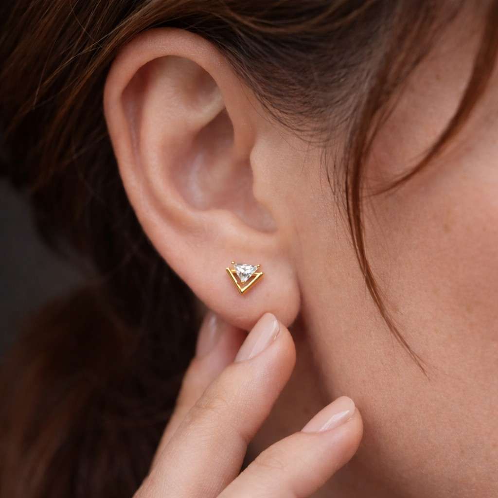 sterling silver earrings 925 silver earrings platinum earrings silver triangle earrings platinum stud earrings white metal earrings