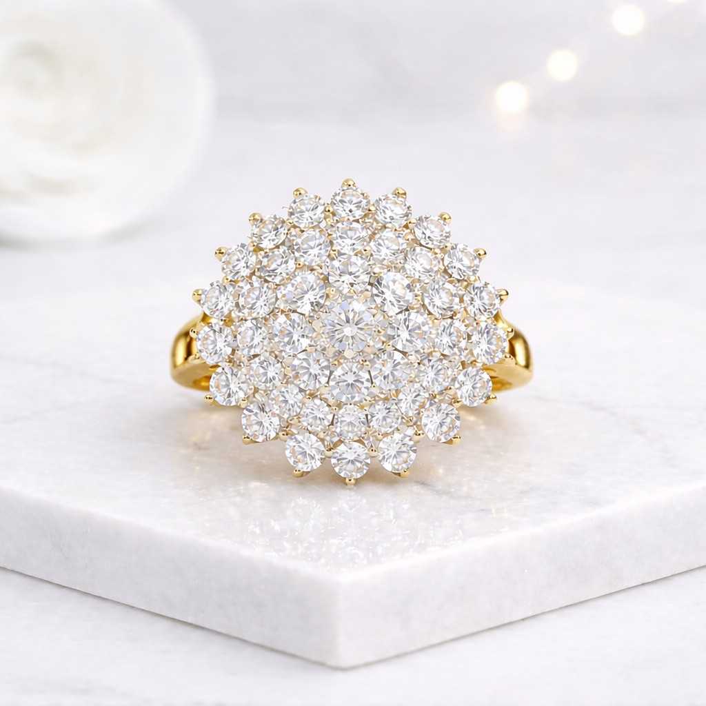 sterling silver ring 925 silver ring platinum ring silver cluster ring silver flower ring silver halo ring silver statement ring