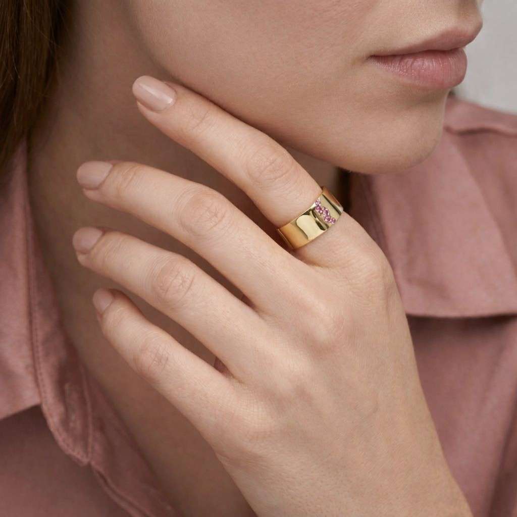 stylish ring minimal ring feminine ring classy ring rich look ring soft curve ring sleek ring dainty gem ring gold band ring sparkle ring pretty ring