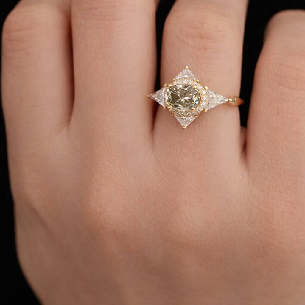 teal engagement ring green engagement ring cushion gemstone ring green diamond ring lab diamond ring