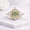 Oval Cut Teal Green Lab Grown Diamond Halo Engagement Ring