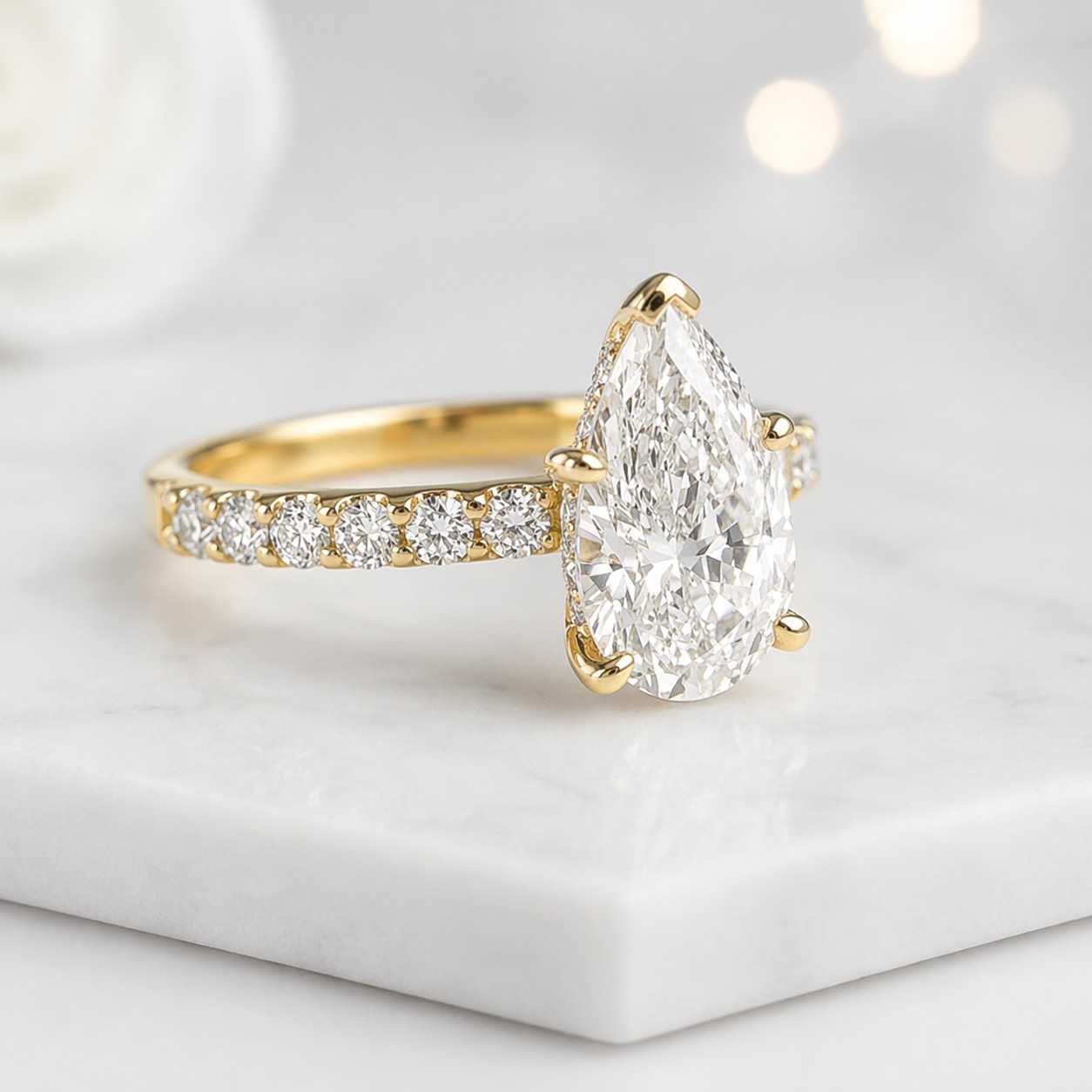 timeless ring unique ring delicate ring ring for her luxury jewelry bridal jewelry wedding jewelry engagement jewelry fine ring pear solitaire teardrop ring gold jewelry pave ring feminine ring eye clean ring chic ring