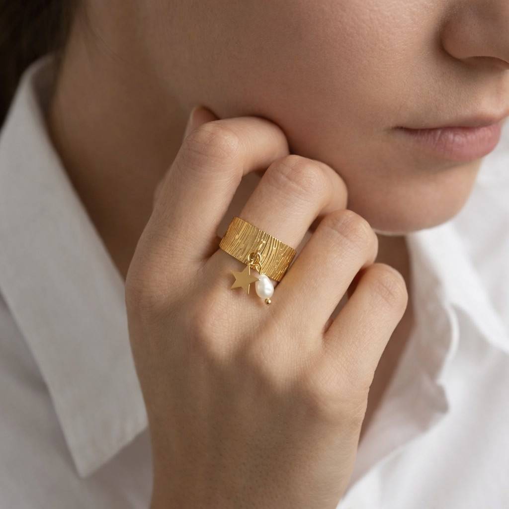 trendy accessory modern jewelry simple jewelry elegant accessory gold accessory pearl accessory celestial accessory moon star ring cute accessory luxury accessory