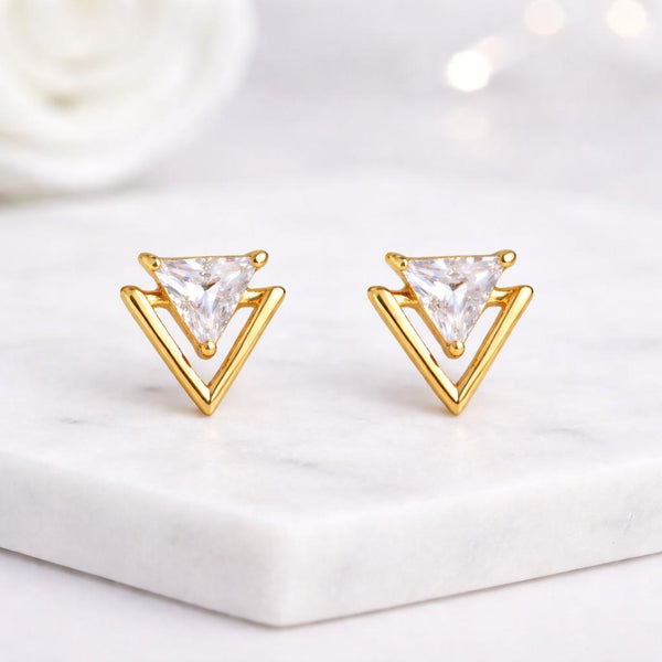 triangle stud earrings geometric earrings gold stud earrings lab grown earrings crystal stud earrings open triangle earrings