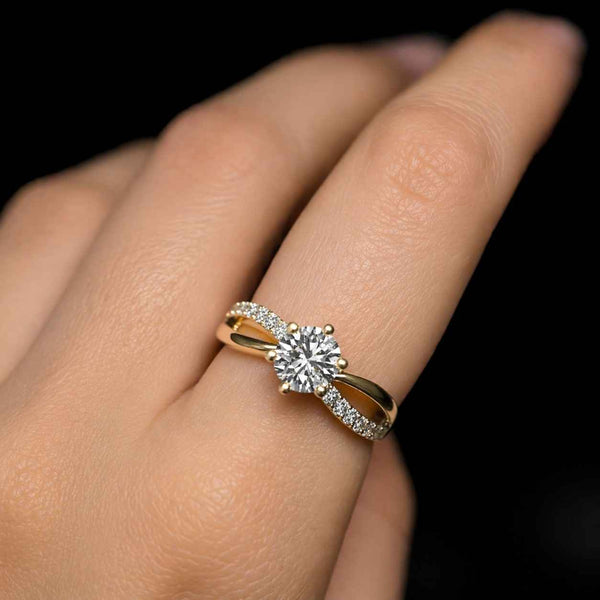 twisted engagement ring crossover ring infinity ring loop band ring swirl ring curved band ring bridal set solitaire jewelry center stone ring accent stone ring elegant jewelry