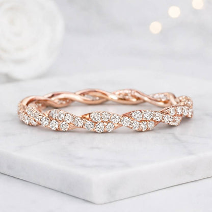 twisted ring eternity band infinity ring pave ring diamond band stackable ring thin ring slim band rope ring