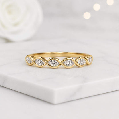 twisted ring infinity ring wave ring curved band open weave band marquise bezel ring diamond band stacking ring thin ring slim band elegant ring