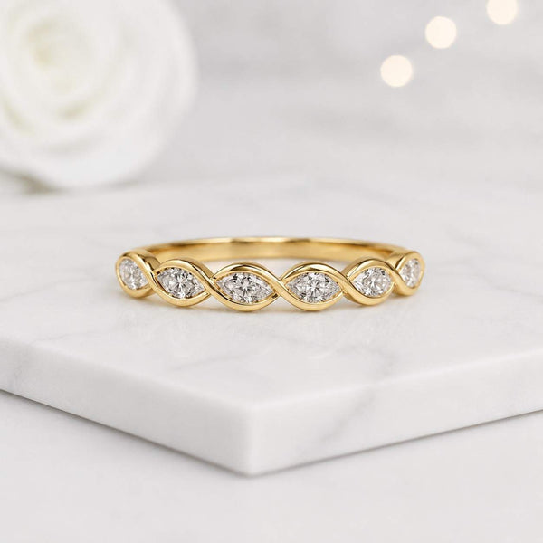 twisted ring infinity ring wave ring curved band open weave band marquise bezel ring diamond band stacking ring thin ring slim band elegant ring