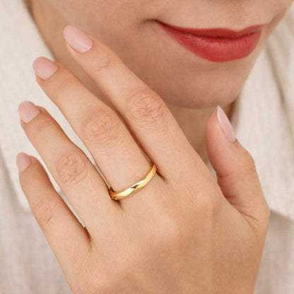 twisted wedding band rose band ring crossover wedding ring modern wedding band polished wedding ring simple gold band