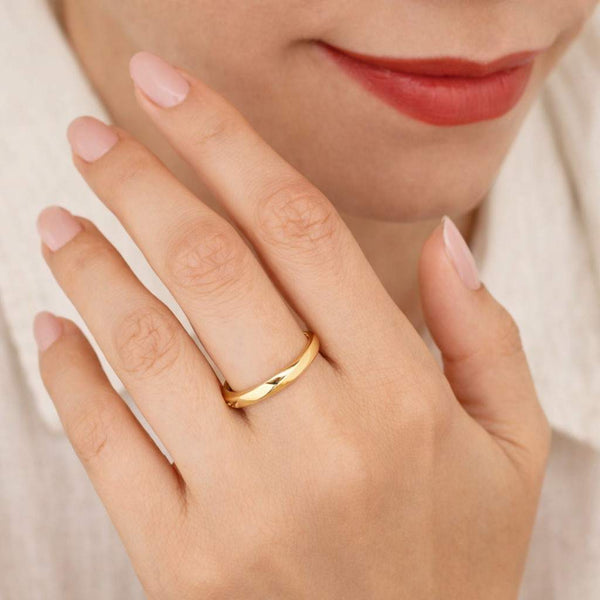 twisted wedding band rose band ring crossover wedding ring modern wedding band polished wedding ring simple gold band