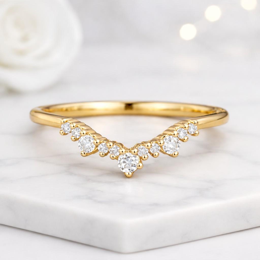 v ring chevron ring curved ring wishbone ring stacking ring diamond band curved band contour ring nesting ring