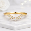 Round Cut Lab Grown Diamond Chevron V Stacking Ring