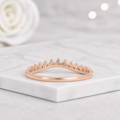 v shaped ring curved anniversary band sparkle ring gemstone band wedding stack ring ring enhancer curved diamond band nesting wedding ring contour jewelry crown inspired ring