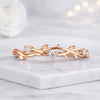 Rose Gold Vine Wedding Band with Round Diamond Accent