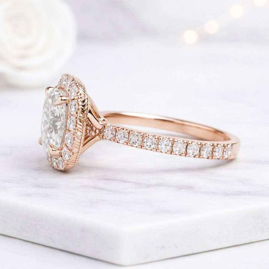 vintage engagement ring romantic ring design cushion halo jewelry luxury engagement ring wedding proposal ring