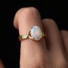 Oval Opal Birthstone Ring in 14K Yellow Gold