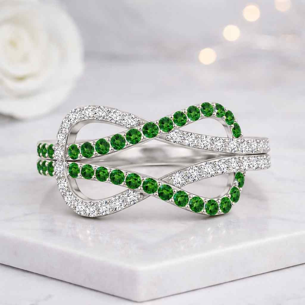 white crystal band double twist ring crossover jewelry luxury jewelry fine ring elegant band modern jewelry classic ring decorative band handcrafted jewelry polished band comfort ring stack ring layering ring