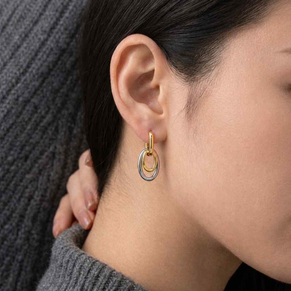 white gold hoops yellow gold hoops rose gold hoops platinum hoops silver hoops gold link earrings silver link earrings gold drop earrings silver drop earrings two tone hoops mixed gold earrings