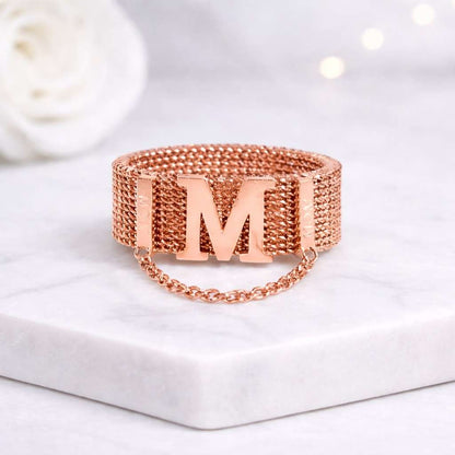 white metal ring precious metal ring silver fashion ring platinum fashion ring silver monogram ring silver letter ring silver statement ring