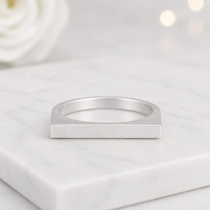 wide top ring geometric jewelry minimalist jewelry clean lines ring simple jewelry daily jewelry casual ring office jewelry modern jewelry stacking band