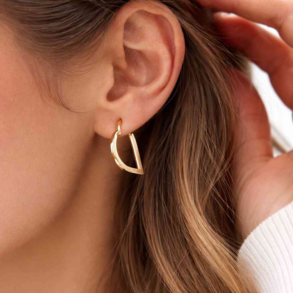 womens jewelry modern gold earrings geometric hoop earrings delicate earrings minimalist jewelry stylish hoops trendy jewelry