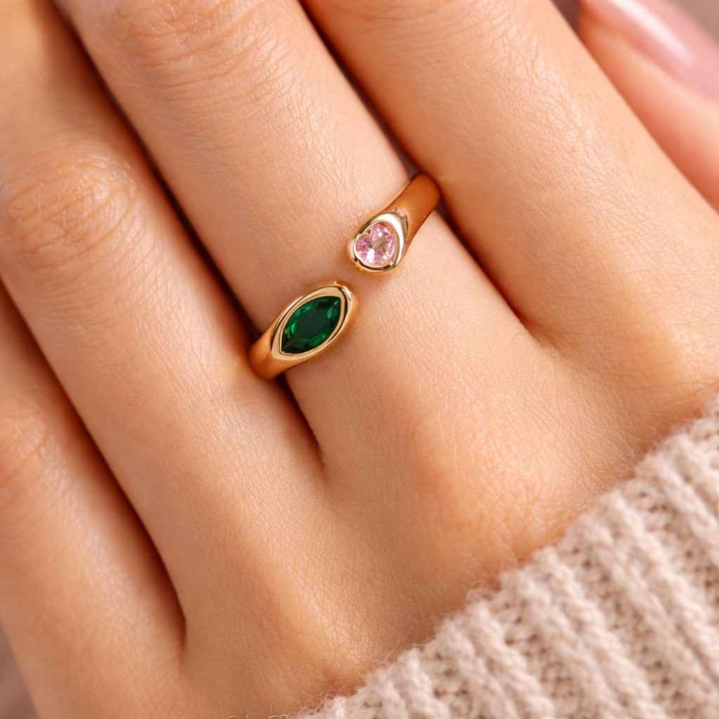 wrap ring open cuff ring dual stone ring two stone ring matching ring fashion jewelry dainty jewelry minimal jewelry cute jewelry trendy jewelry modern jewelry