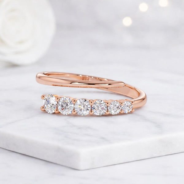 wrap ring open ring bypass ring adjustable ring crystal ring stone ring rose gold ring dainty ring women ring stacking ring