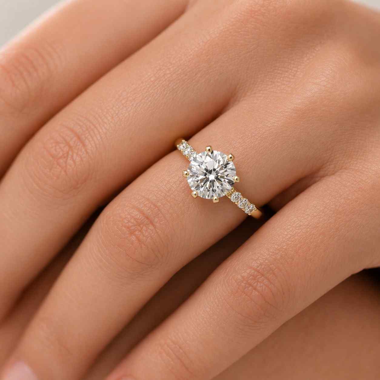 yellow gold ring diamond ring center stone ring stacking ring bridal jewelry wedding jewelry proposal ring anniversary ring everyday ring simple ring dainty ring