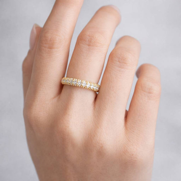 yellow gold ring diamond wedding ring pave diamond ring eternity wedding band stack ring bridal ring women jewelry thin wedding band